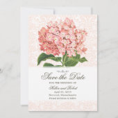  roze hydrangea sparen de datum save the date (Voorkant)