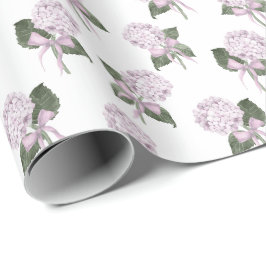 Roze Hydrangea Strik Cadeaupapier