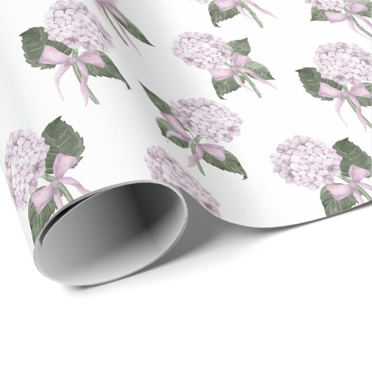 Roze Hydrangea Strik Cadeaupapier (Rol Hoek)