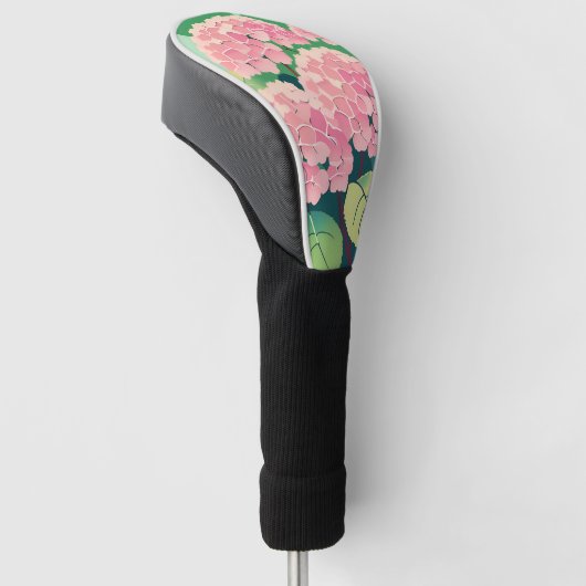 Roze Hydrangea Struik Golfheadcover (Schuin)