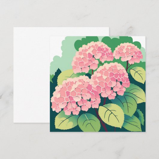 Roze Hydrangea Struik Kaart (Voorkant / Achterkant)