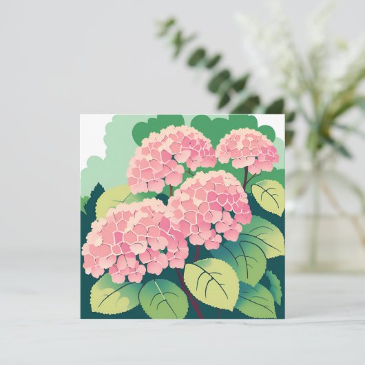 Roze Hydrangea Struik Kaart (Staand voorkant)