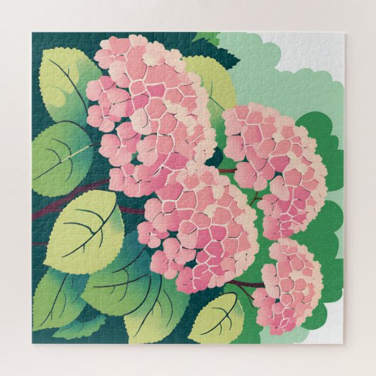 Roze Hydrangea Struik Kaart Legpuzzel (Horizontaal)