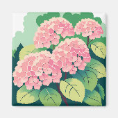 Roze Hydrangea Struik Magneet (Voorkant)