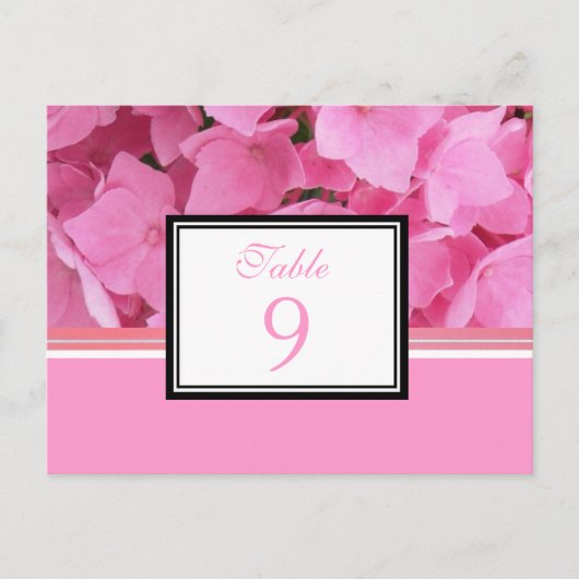 Roze Hydrangea Tafelnummer Kaart (Voorkant)