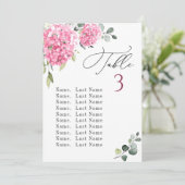 Roze Hydrangea Tafelnummer Zitkaarten Kaarten (Staand voorkant)