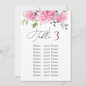 Roze Hydrangea Tafelnummer Zitkaarten Kaarten (Achterkant)