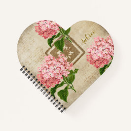 Roze Hydrangea Trossen Hartvormig Notitieboek