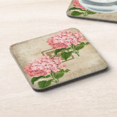 Roze Hydrangea Trossen II Bier Onderzetter (Linkerzijde)