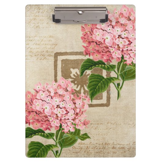 Roze Hydrangea Trossen II Klembord (Voorkant)