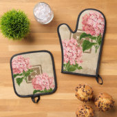 Roze Hydrangea Trossen II Ovenwant & Pannenlap Set (Top down)