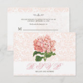 Roze Hydrangea Trouw RSVP Kaart uit het Verleden (Voorkant / Achterkant)