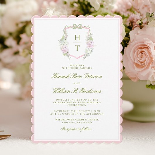 Roze Hydrangea Trouwkaart All in One Kaart