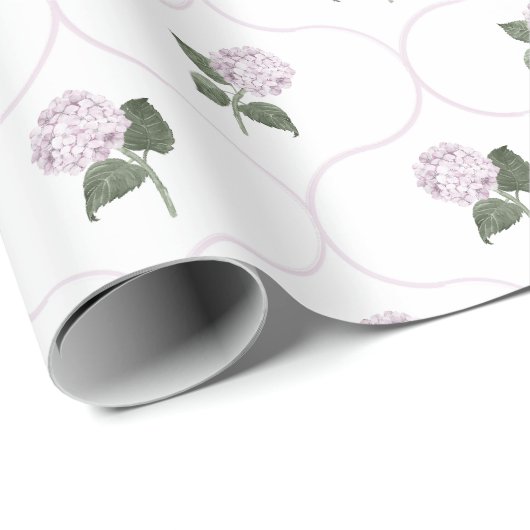 Roze Hydrangea Tuin Bloemenscherm Cadeaupapier (Rol Hoek)
