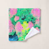 Roze hydrangea Tuin met gele vulling Bad Handdoek (Wasdoekje)