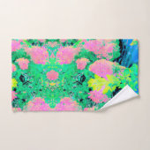 Roze hydrangea Tuin met gele vulling Bad Handdoek (Handdoek)