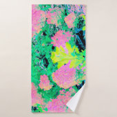 Roze hydrangea Tuin met gele vulling Badhanddoek (Badhanddoek)