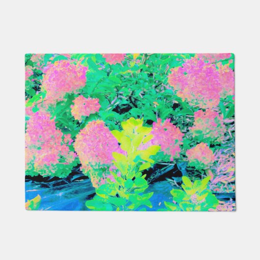 Roze hydrangea Tuin met gele vulling Deurmat (Voorkant)