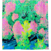 Roze hydrangea Tuin met gele vulling Douchegordijn (Voorkant)