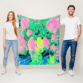 Roze hydrangea Tuin met gele vulling Fleece Deken