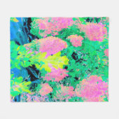 Roze hydrangea Tuin met gele vulling Fleece Deken (Voorkant (Horizontaal))