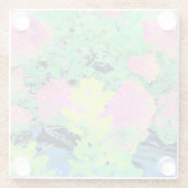 Roze hydrangea Tuin met gele vulling Glazen Onderzetter (Achterkant)