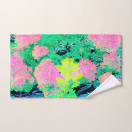 Roze hydrangea Tuin met gele vulling Handdoek