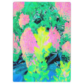 Roze hydrangea Tuin met gele vulling Klembord (Achterkant)