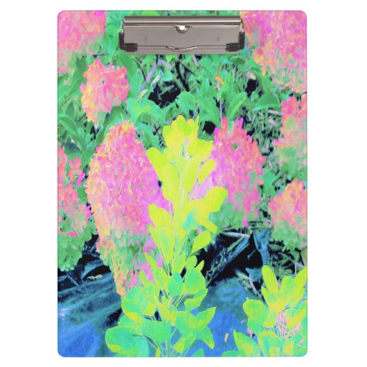 Roze hydrangea Tuin met gele vulling Klembord (Voorkant)