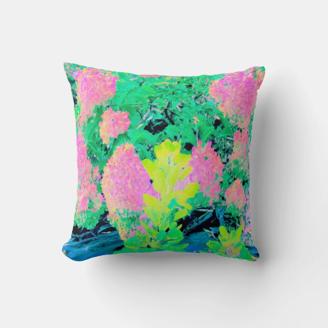 Roze hydrangea Tuin met gele vulling Kussen (Voorkant)