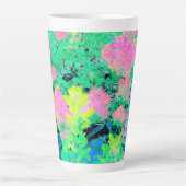 Roze hydrangea Tuin met gele vulling Latte Mok (Voorkant)