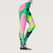 Roze hydrangea Tuin met gele vulling Leggings (Rechts)