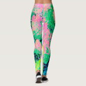 Roze hydrangea Tuin met gele vulling Leggings (Achterkant)