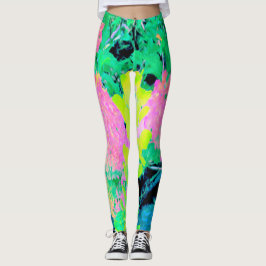 Roze hydrangea Tuin met gele vulling Leggings