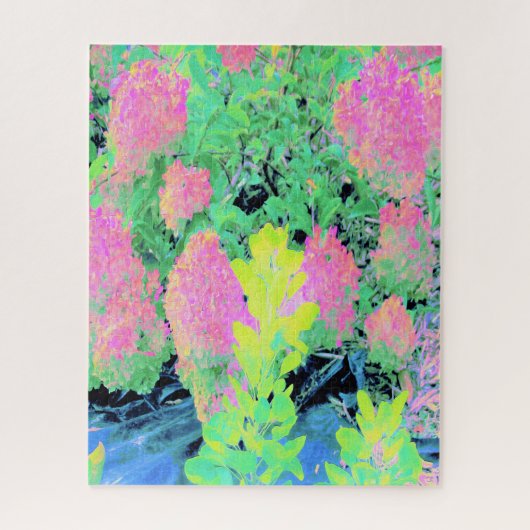 Roze hydrangea Tuin met gele vulling Legpuzzel (Verticaal)
