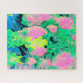 Roze hydrangea Tuin met gele vulling Legpuzzel (Horizontaal)