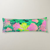 Roze hydrangea Tuin met gele vulling Lichaamskussen (Achterkant)