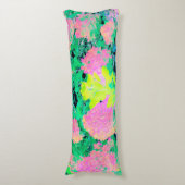 Roze hydrangea Tuin met gele vulling Lichaamskussen (Voorkant Verticaal)