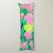 Roze hydrangea Tuin met gele vulling Lichaamskussen (Achterkant (Verticaal))