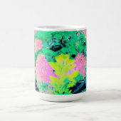 Roze hydrangea Tuin met gele vulling Magische Mok (Midden)