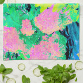 Roze hydrangea Tuin met gele vulling Theedoek (Gevouwen)