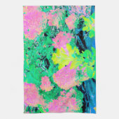 Roze hydrangea Tuin met gele vulling Theedoek (Verticaal)