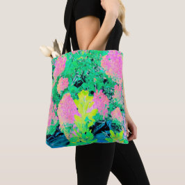 Roze hydrangea Tuin met gele vulling Tote Bag