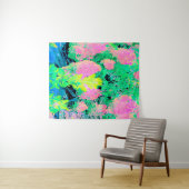 Roze hydrangea Tuin met gele vulling Wandkleed (In Situ (horizontaal))
