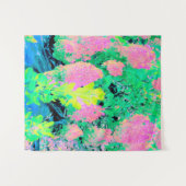 Roze hydrangea Tuin met gele vulling Wandkleed (Voorkant (horizontaal))