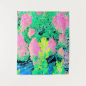 Roze hydrangea Tuin met gele vulling Wandkleed (Voorkant)