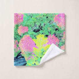 Roze hydrangea Tuin met gele vulling Washandje