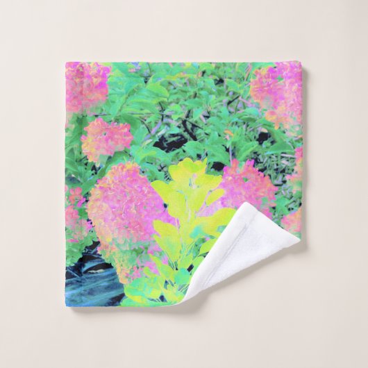 Roze hydrangea Tuin met gele vulling Washandje (Wasdoekje)