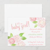 Roze Hydrangea uitnodiging (Voorkant / Achterkant)