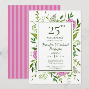 Roze Hydrangea Uitnodiging 25-jarig Jubileum